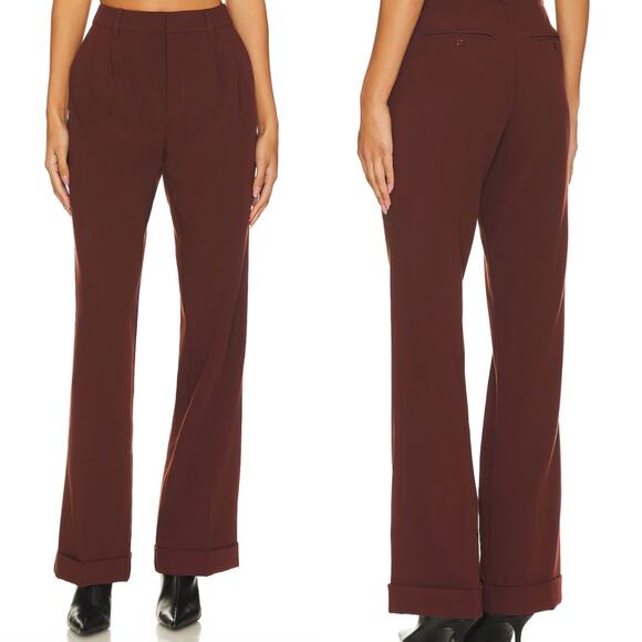 Paige Aracelli High Rise Trouser Pant Mahogany Brown Size 0 Suit Trousers NWOT - Picture 5 of 16